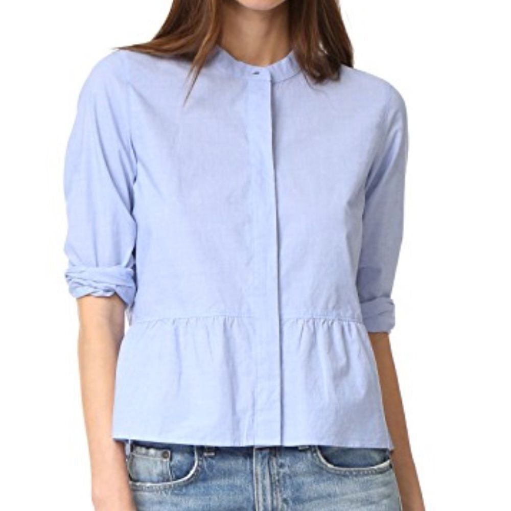 Madewell‎ Lakeside Chambray Cotton Peplum Top Sz XS